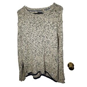 Cpo Provisions Woman M Salt Pepper Tight Knit Sweater Crew Neck Oversized Multi